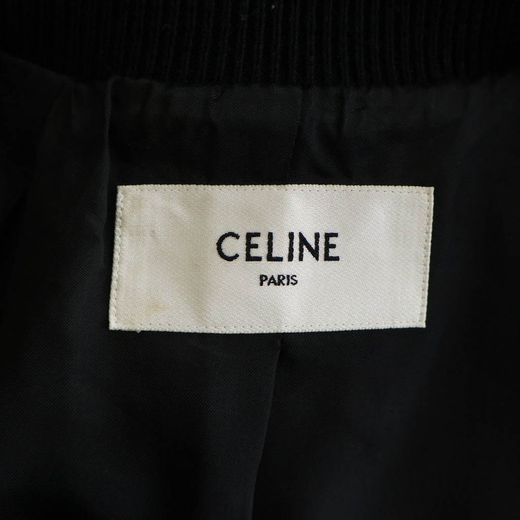 CELINE(セリーヌ) 24SS TEDDY COLLEGE BOMBER JACKET テディジャケット ボンバージャケット ブラック 2V86W896C.38NO