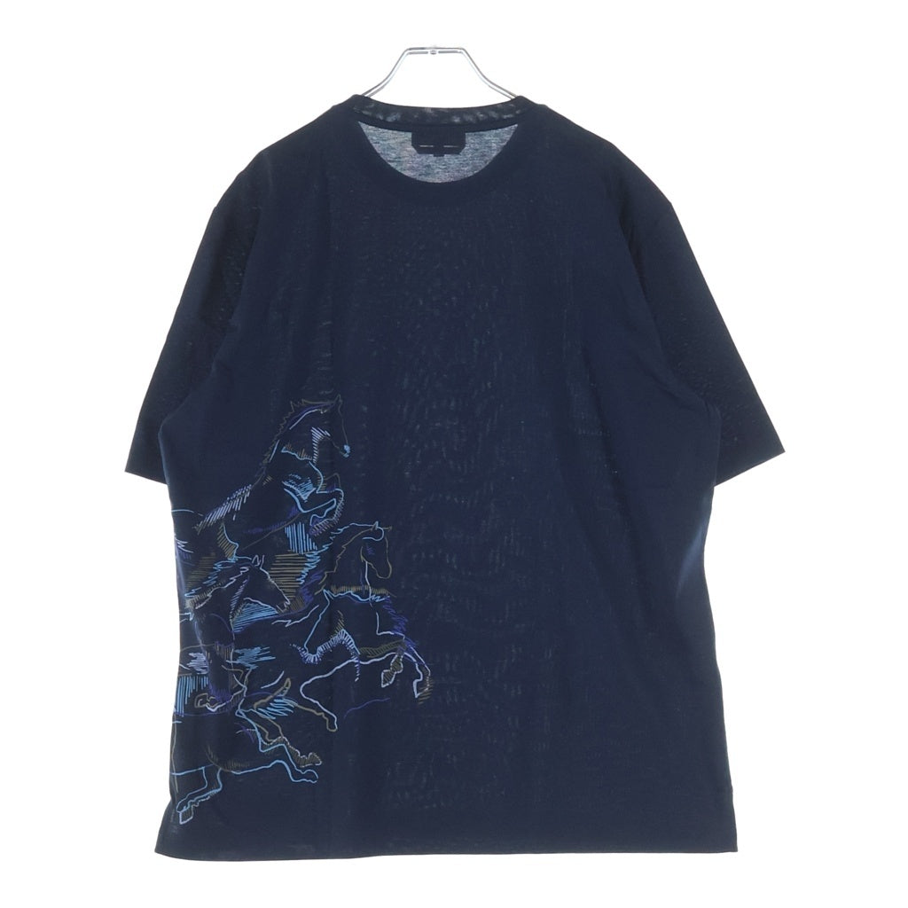 HERMES(エルメス) 22AW カヴァルカード 半袖 クルーネック Tシャツ ネイビー