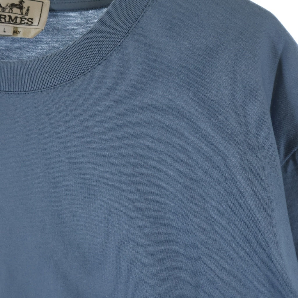HERMES(エルメス) アームレイヤード 半袖 クルーネック Tシャツ ブルー