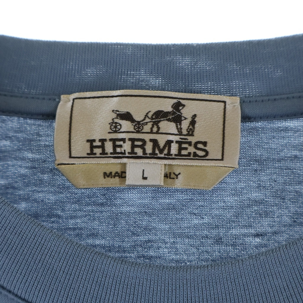 HERMES(エルメス) アームレイヤード 半袖 クルーネック Tシャツ ブルー