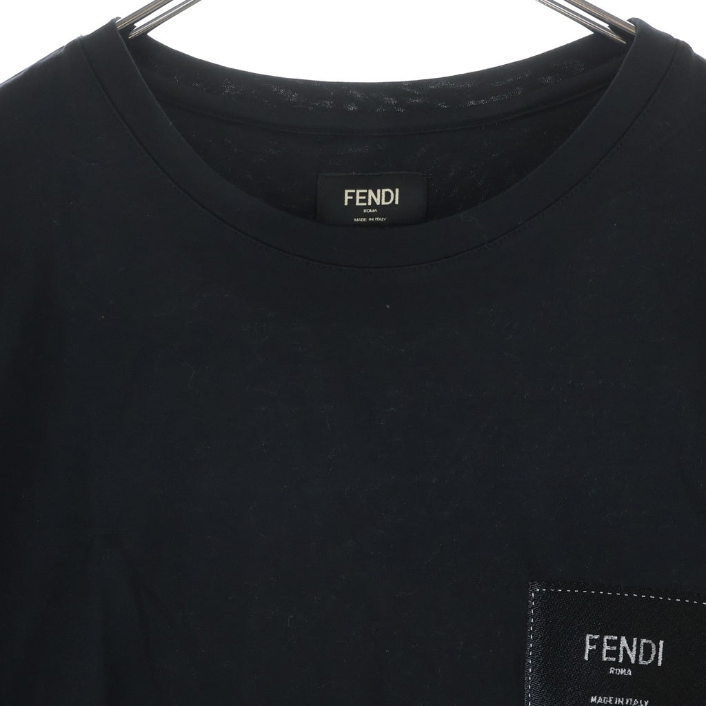 FENDI(フェンディ) ロゴパッチ 半袖 クルーネック Tシャツ ブラック FY0894 A9RL