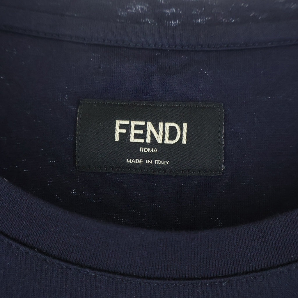 FENDI(フェンディ) モンスターアイ カラーストーン 半袖 クルーネック Tシャツ ネイビー FY0626 1Z2