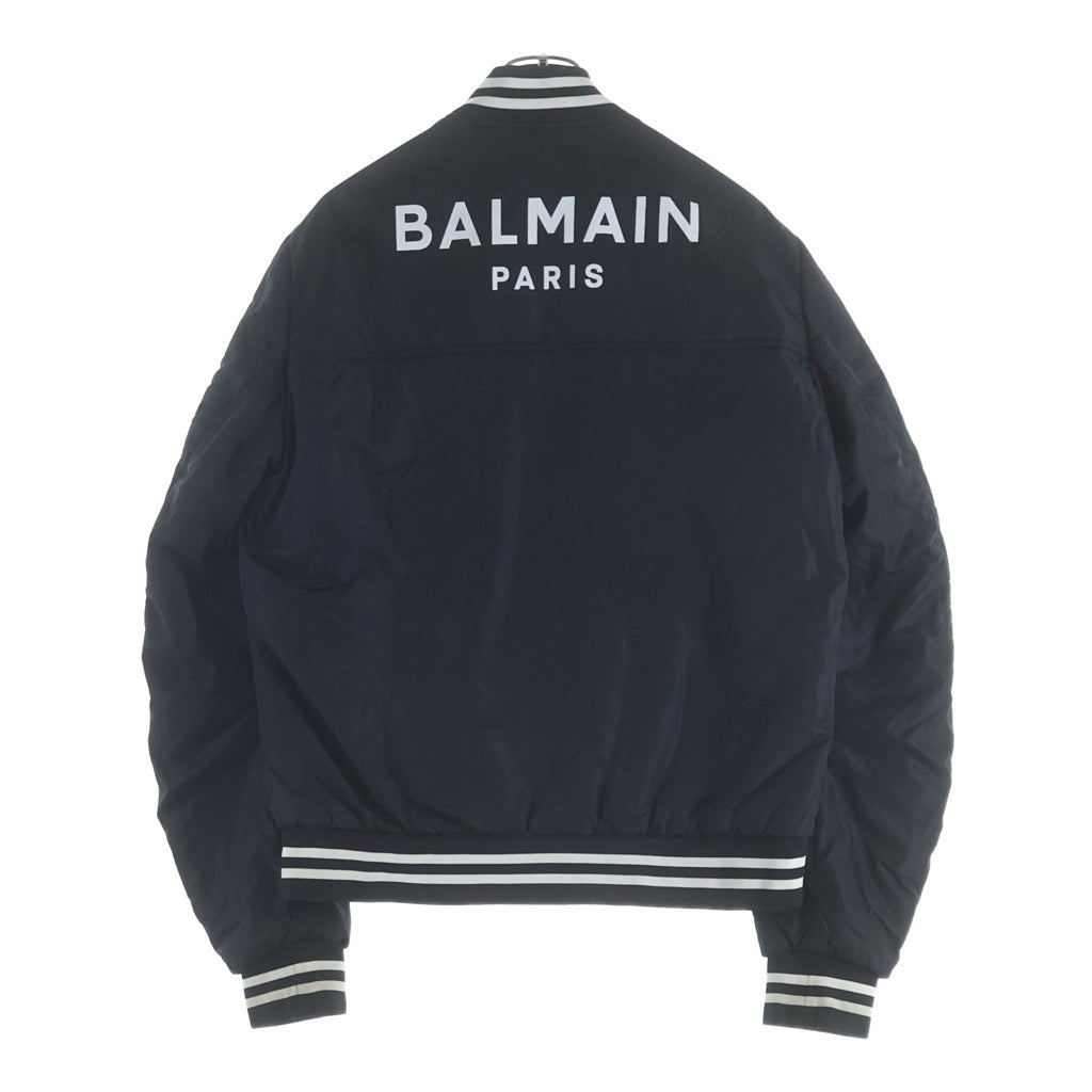 BALMAIN(バルマン) BLOUSON NYLON TF086XB27 ロゴプリント バイカー ナイロン ブルゾンジャケット ブラック TF086XB2
