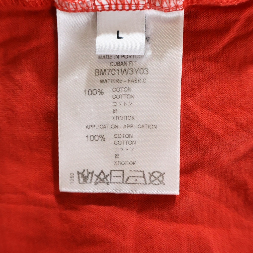 GIVENCHY(ジバンシィ) ダメージ加工ロゴパッチ クルーネック 半袖Tシャツ レッド BM701W3Y03