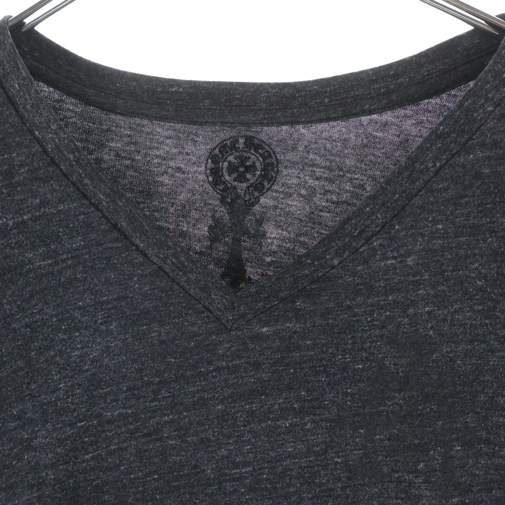 CHROME HEARTS(クロムハーツ) 3CEMETERY CROSS 3セメタリークロス バッククロスラインプリント Vネック半袖カットソー ショートスリーブカットソー グレー