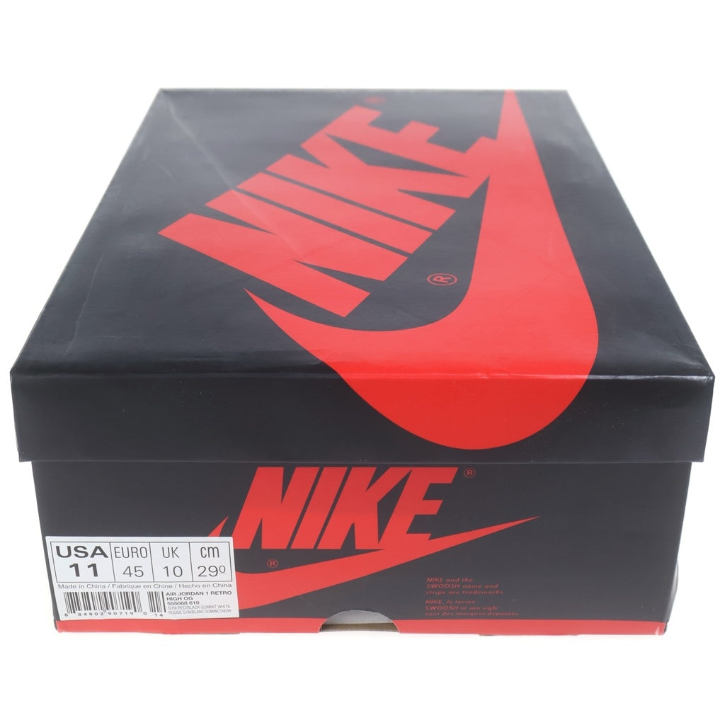 NIKE(ナイキ) AIR JORDAN 1 HIGH OG Bred Toe エアジョーダン1 ハイ ブレッドトゥ ハイカットスニーカーシューズ レッド/ホワイト US11/29cm 555088-610
