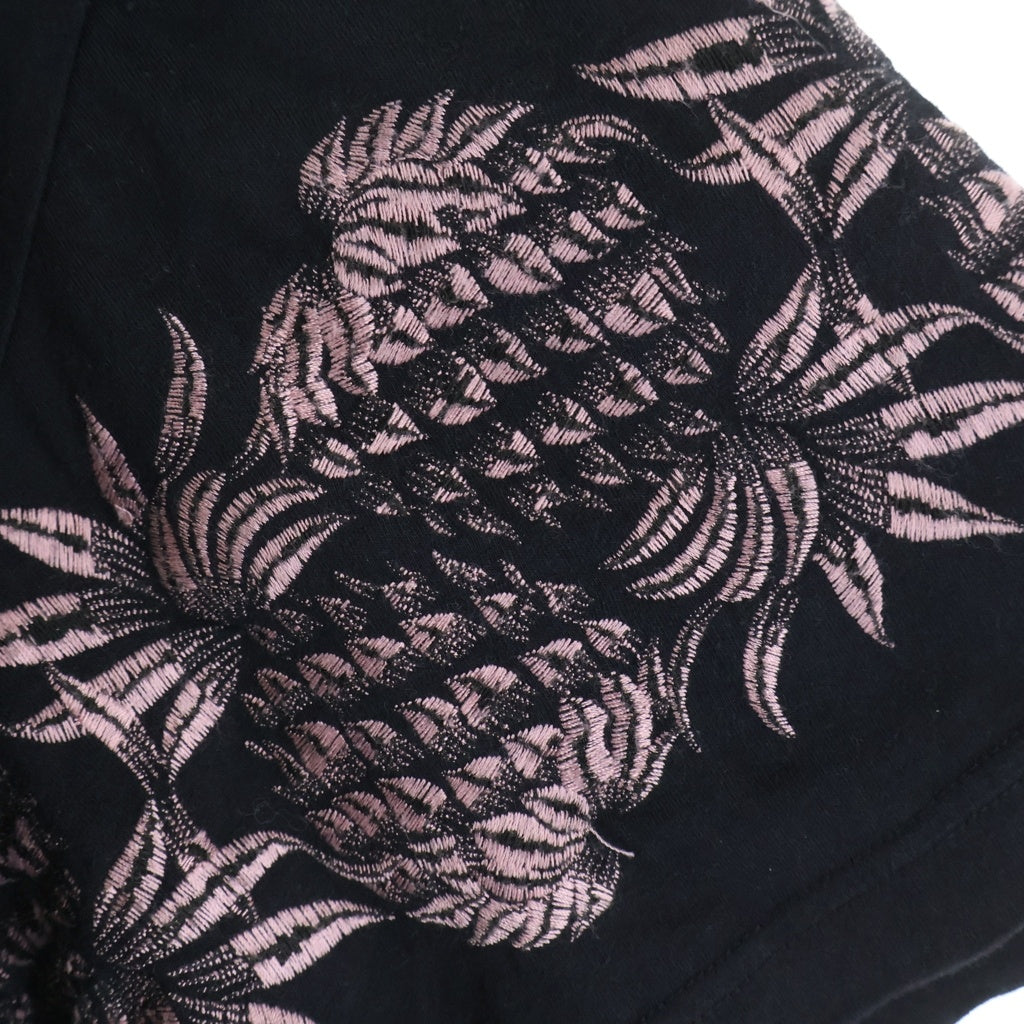 Sacai(サカイ) 20SS ×SUN SURF Pineapple Embroidered TEE サイドジップ 半袖 クルーネック Tシャツ ブラック 20-02276M 20-02276M