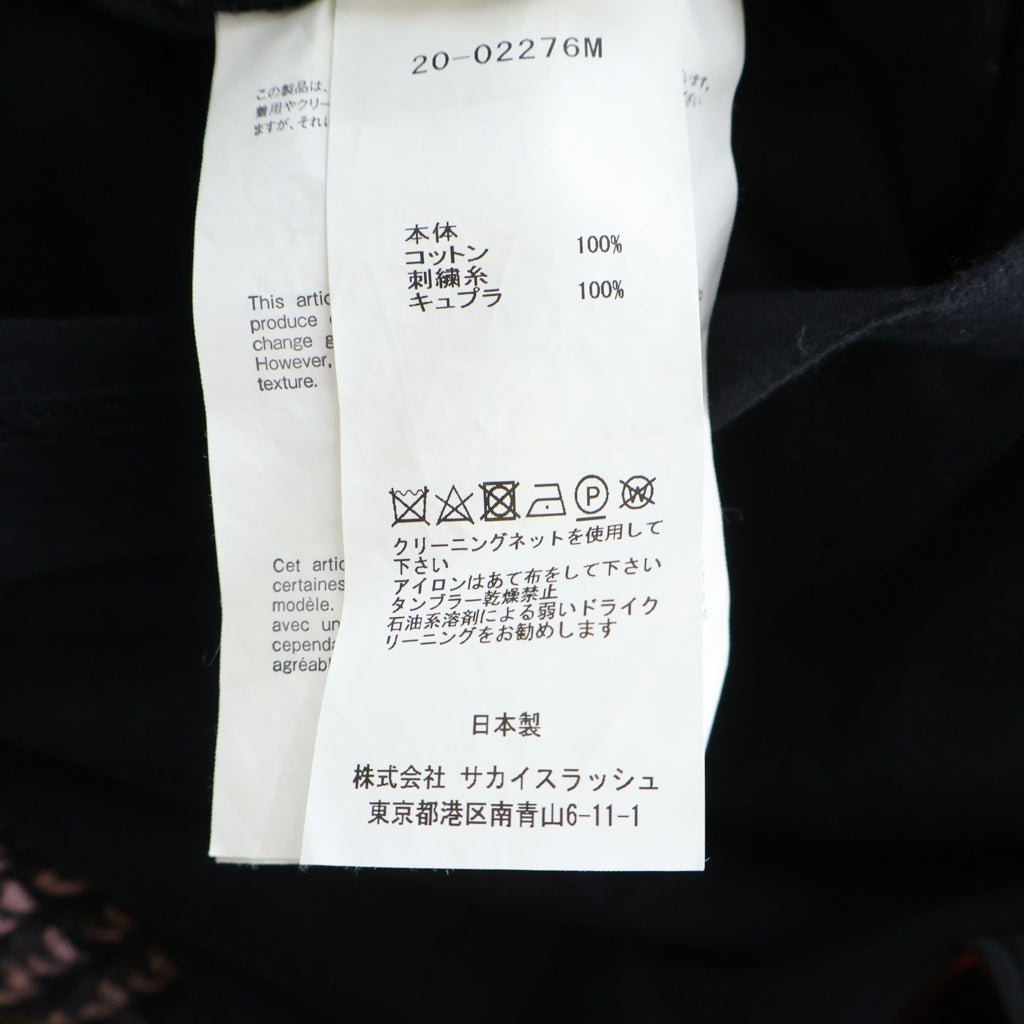 Sacai(サカイ) 20SS ×SUN SURF Pineapple Embroidered TEE サイドジップ 半袖 クルーネック Tシャツ ブラック 20-02276M 20-02276M