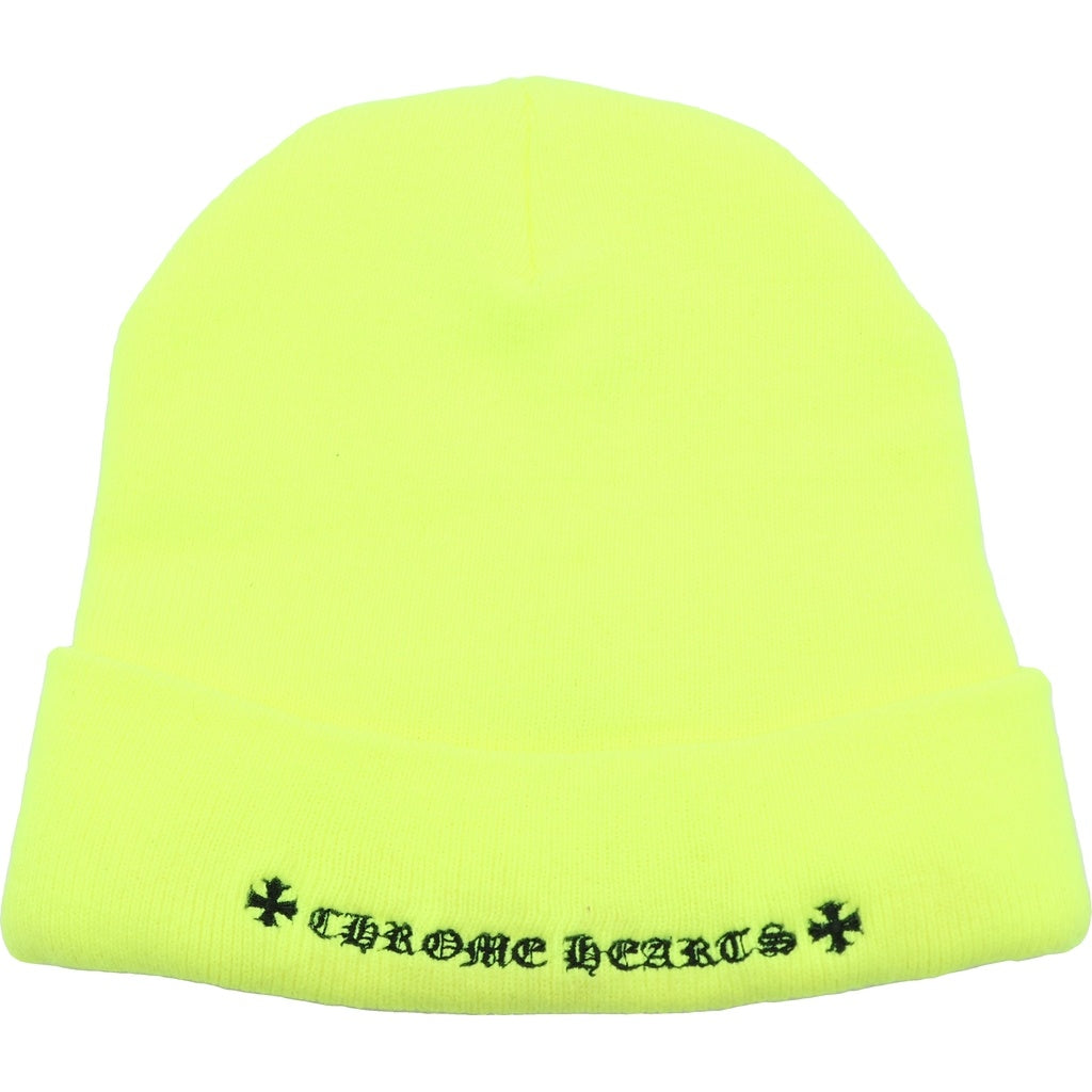 CHROME HEARTS(クロムハーツ) WACH CAP CROSS ワッチキャップ セメタリークロスデザイン ビーニー 帽子 イエロー ‐