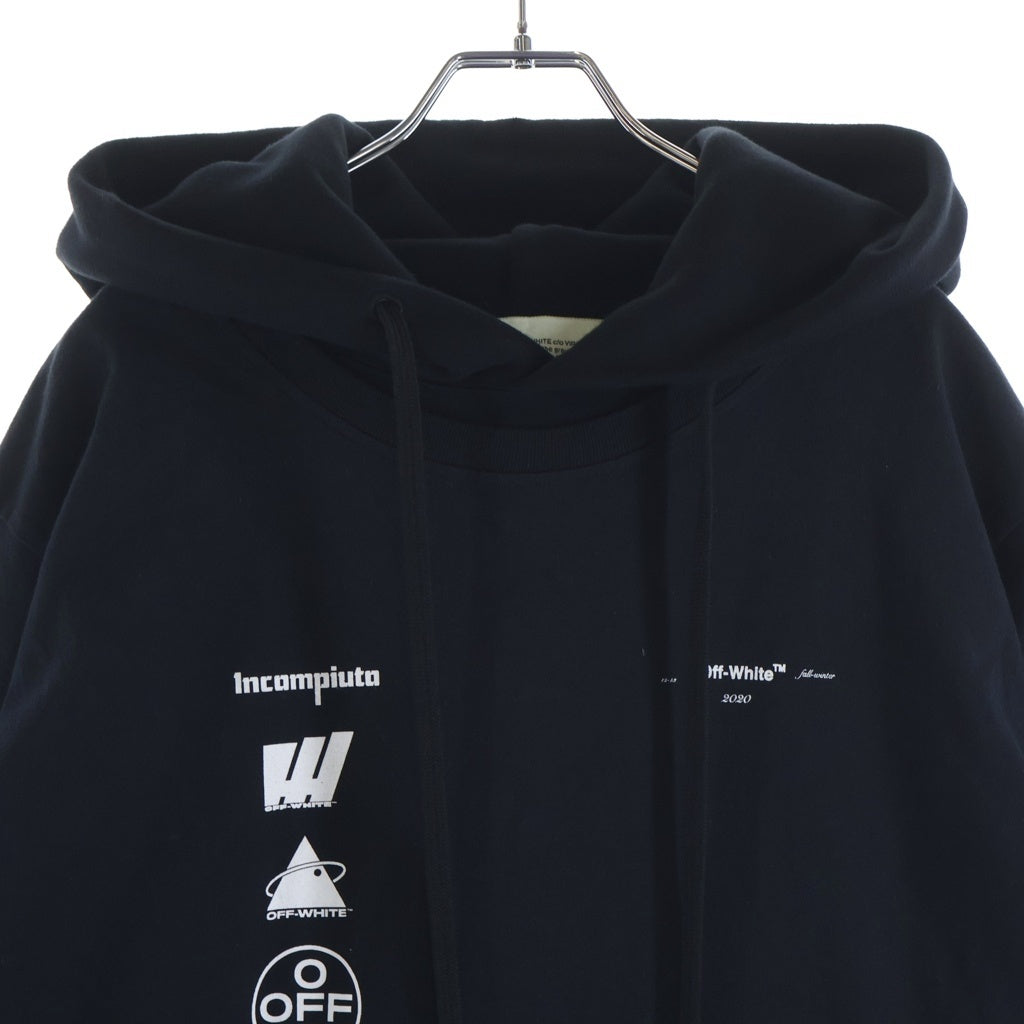 OFF-WHITE(オフホワイト) Diag Mariana Double Tee Hoodie ダイアグマリアナ レイヤードプリント プルオーバーパーカー ブラック OMAB033E19185005