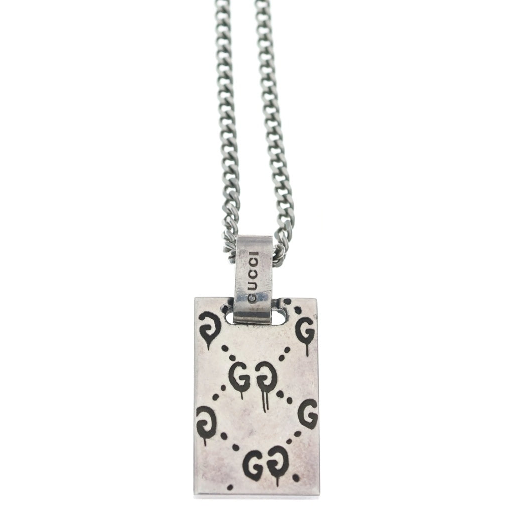 GUCCI(グッチ) ゴーストスカルモチーフトップ チェーンネックレス シルバー