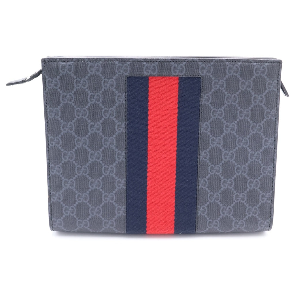 GUCCI(グッチ) GGスプリーム レザー クラッチバッグ ブラック 475316 2149