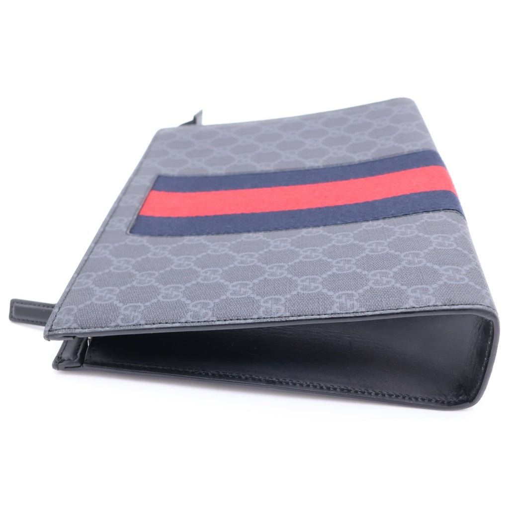GUCCI(グッチ) GGスプリーム レザー クラッチバッグ ブラック 475316 2149