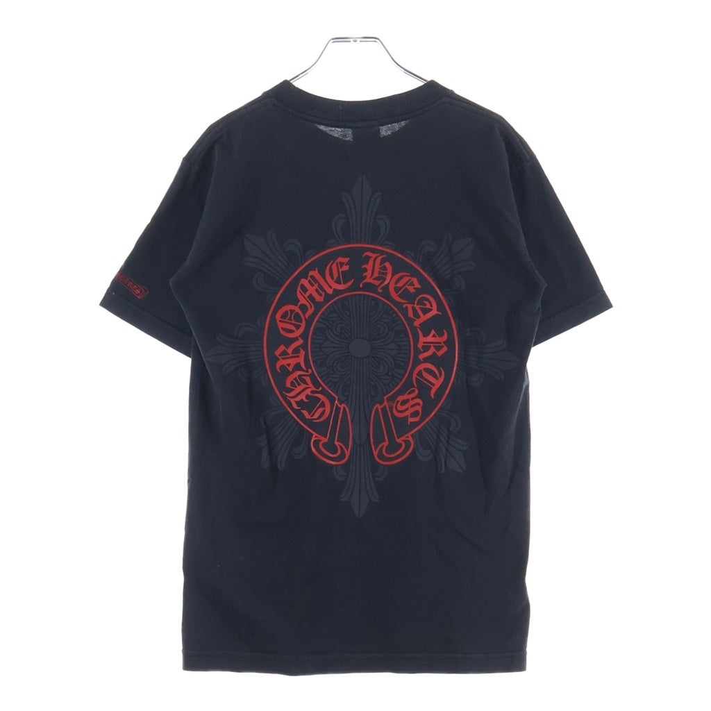 CHROME HEARTS(クロムハーツ) OLD FLORAL オールド ホースシューフローラルクロス プリント半袖Tシャツ カットソー ブラック/レッド