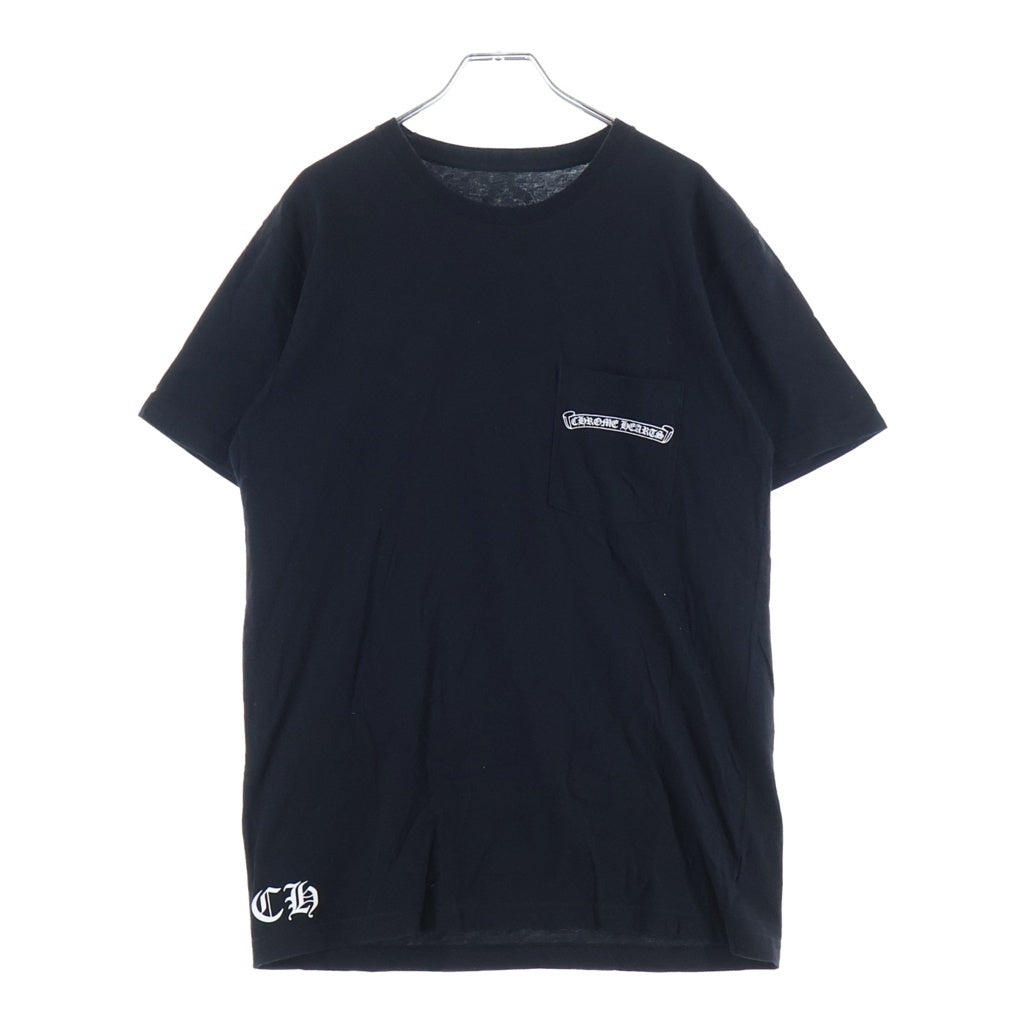 CHROME HEARTS(クロムハーツ) OLD SCROLL LABEL CH PLUS オールド スクロールラベル バックCHクロスプリント クルーネック半袖Tシャツ ショートスリーブカットソー ブラック