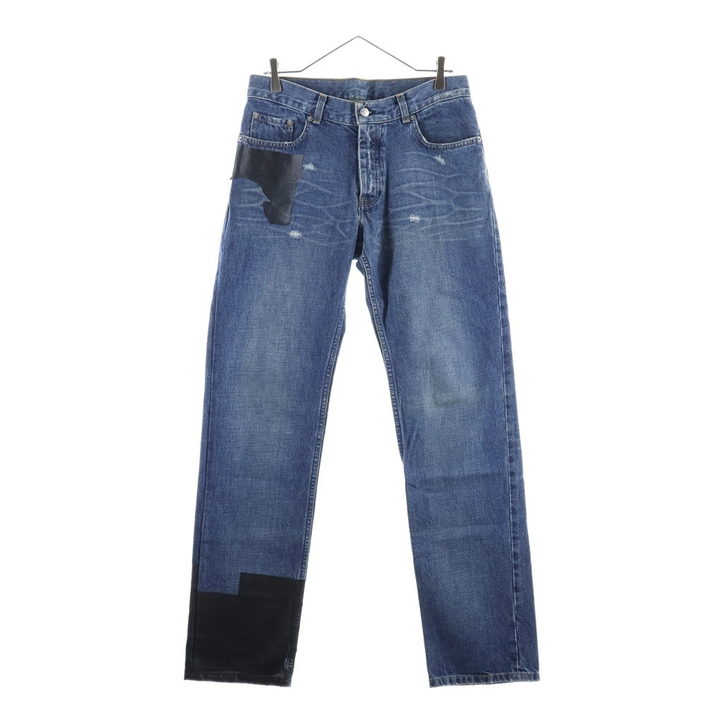 HELMUT LANG(ヘルムートラング) 03SS Rubber Tape Jeans ラバーテープデニムパンツ 本人期 ストレートジーンズ インディゴ/ブラック 745 HR0035 XQ9