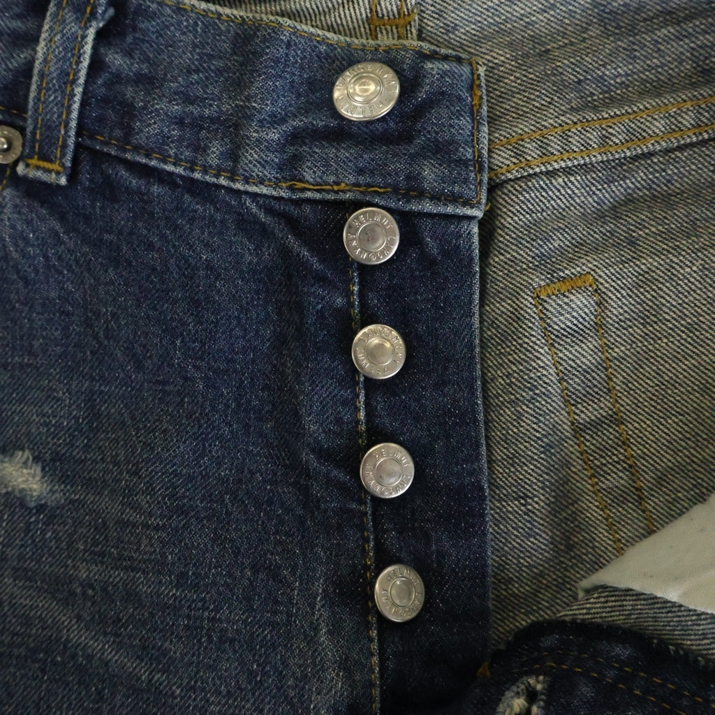 HELMUT LANG(ヘルムートラング) 03SS Rubber Tape Jeans ラバーテープデニムパンツ 本人期 ストレートジーンズ インディゴ/ブラック 745 HR0035 XQ9