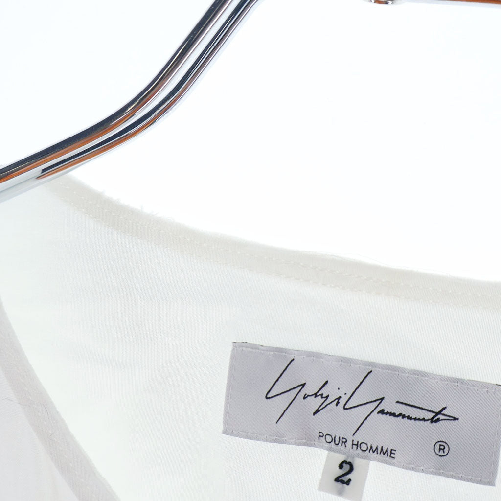Yohji Yamamoto POUR HOMME(ヨウジヤマモト プールオム) コットン ヘンリカラー パッチデザイン 長袖シャツ ホワイト HD-B42-829