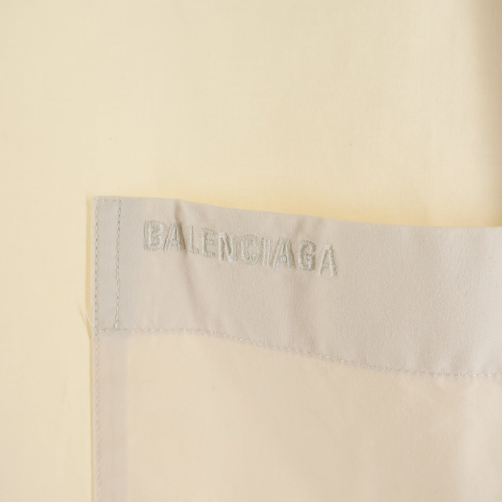 BALENCIAGA(バレンシアガ) コットン 胸ポケットロゴ刺繍 ダブルスリーブ オーバーサイズ 長袖シャツ アイボリー TC38 746533 1NM60
