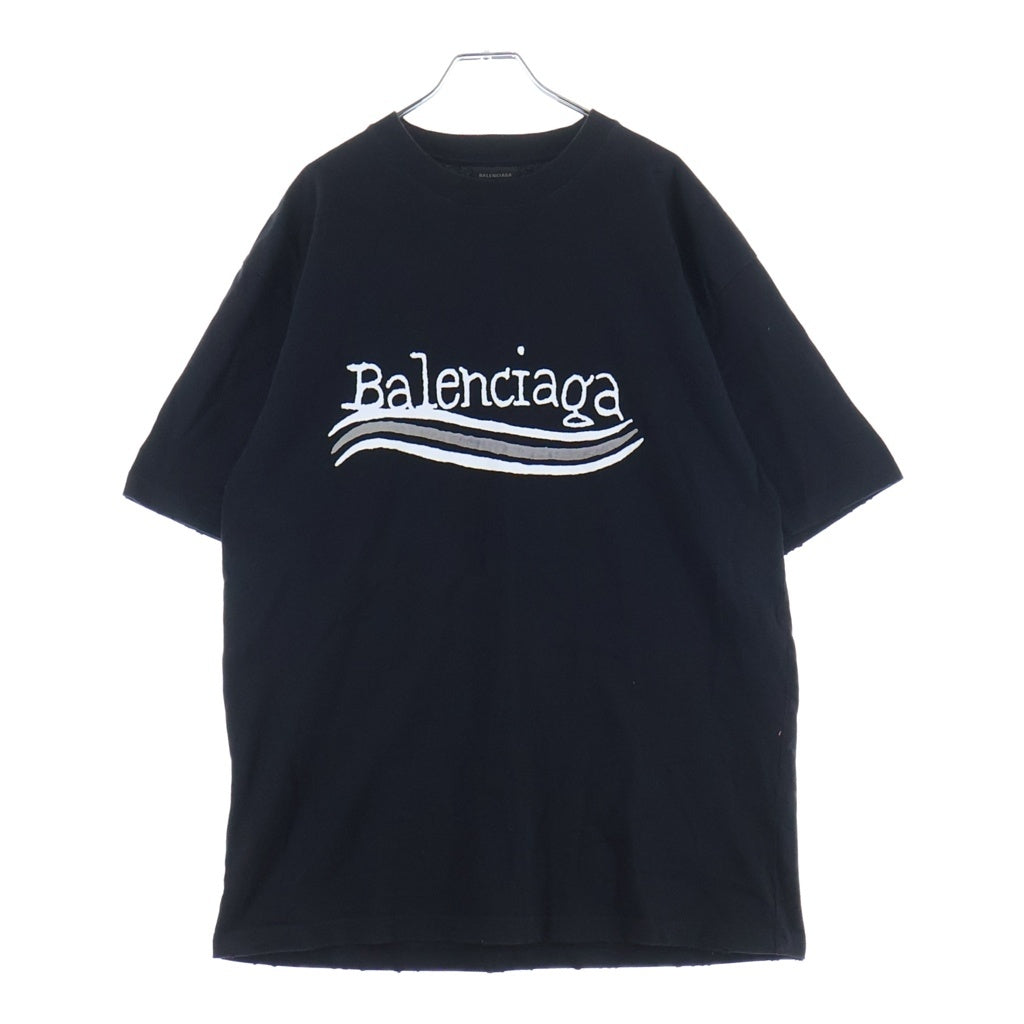 BALENCIAGA(バレンシアガ) 23AW Large Fit Tee ラージフィット半袖Tシャツ 両面ロゴプリント クルーネックショートスリーブカットソー ブラック KT70 641655 TNVE7