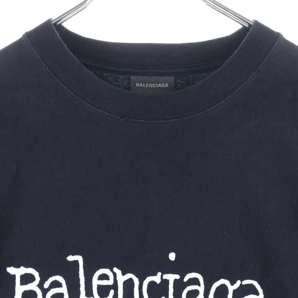 BALENCIAGA(バレンシアガ) 23AW Large Fit Tee ラージフィット半袖Tシャツ 両面ロゴプリント クルーネックショートスリーブカットソー ブラック KT70 641655 TNVE7