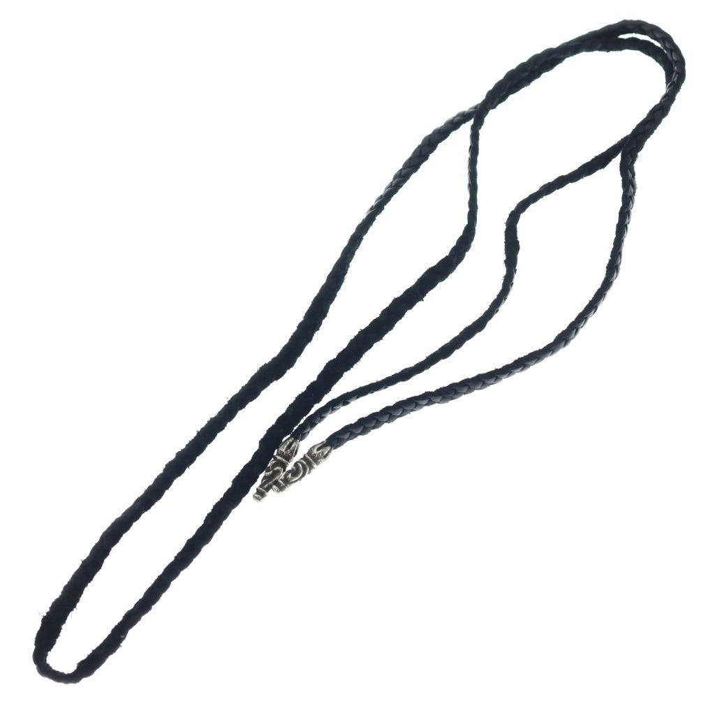 CHROME HEARTS(クロムハーツ) LEATHER BRAID スクロールレザーブレード ネックレス ブラック/シルバー