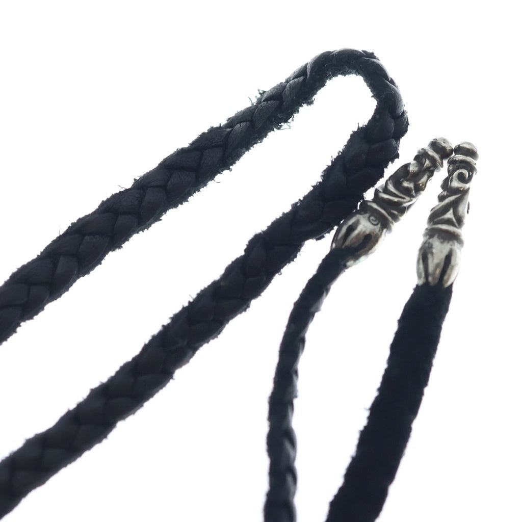 CHROME HEARTS(クロムハーツ) LEATHER BRAID スクロールレザーブレード ネックレス ブラック/シルバー