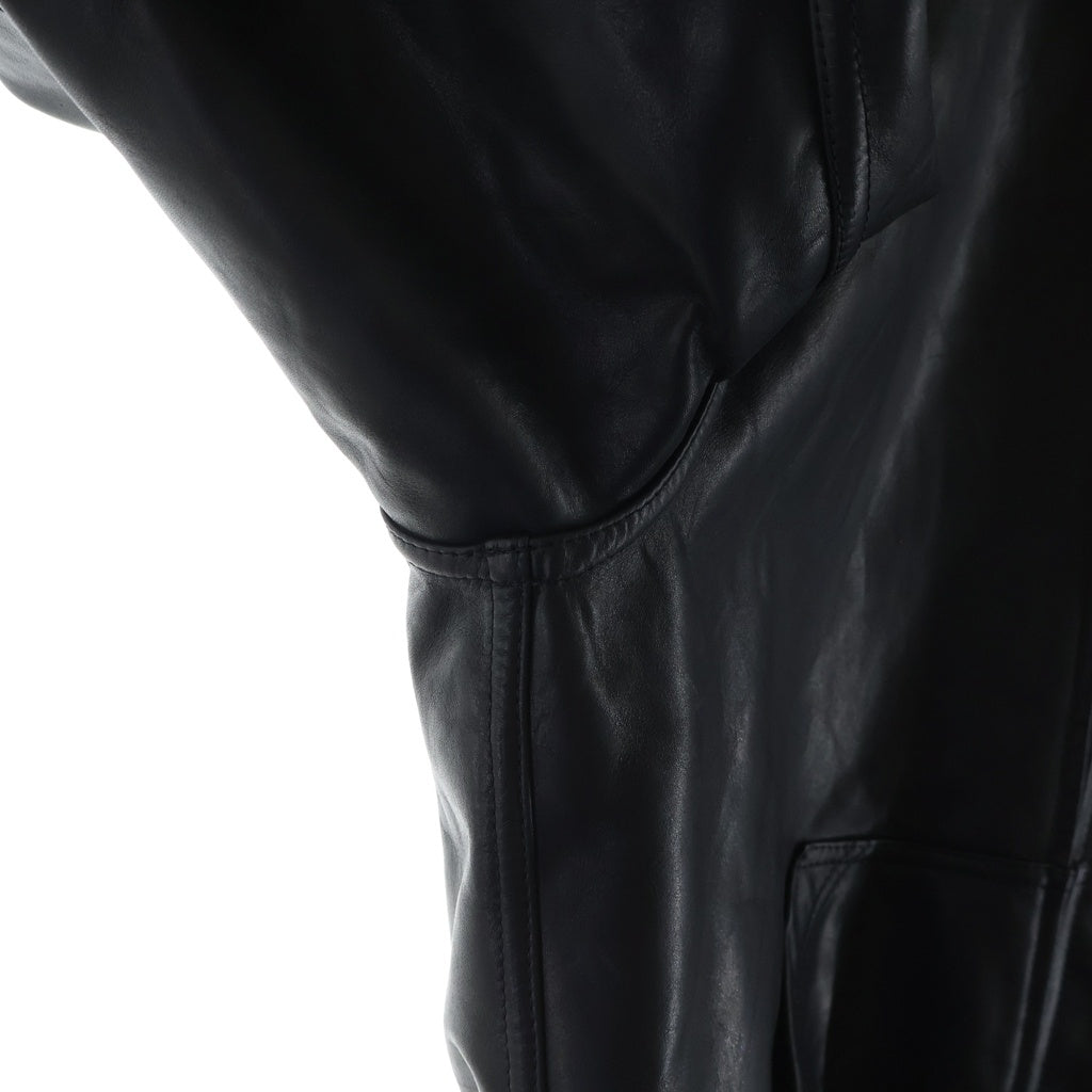 BALENCIAGA(バレンシアガ) 24AW LINED ZIP-UP HOODIE JACKET フロントロゴプリント ジップアップ レザーフーデットジャケット ブラック 790311 TQS15