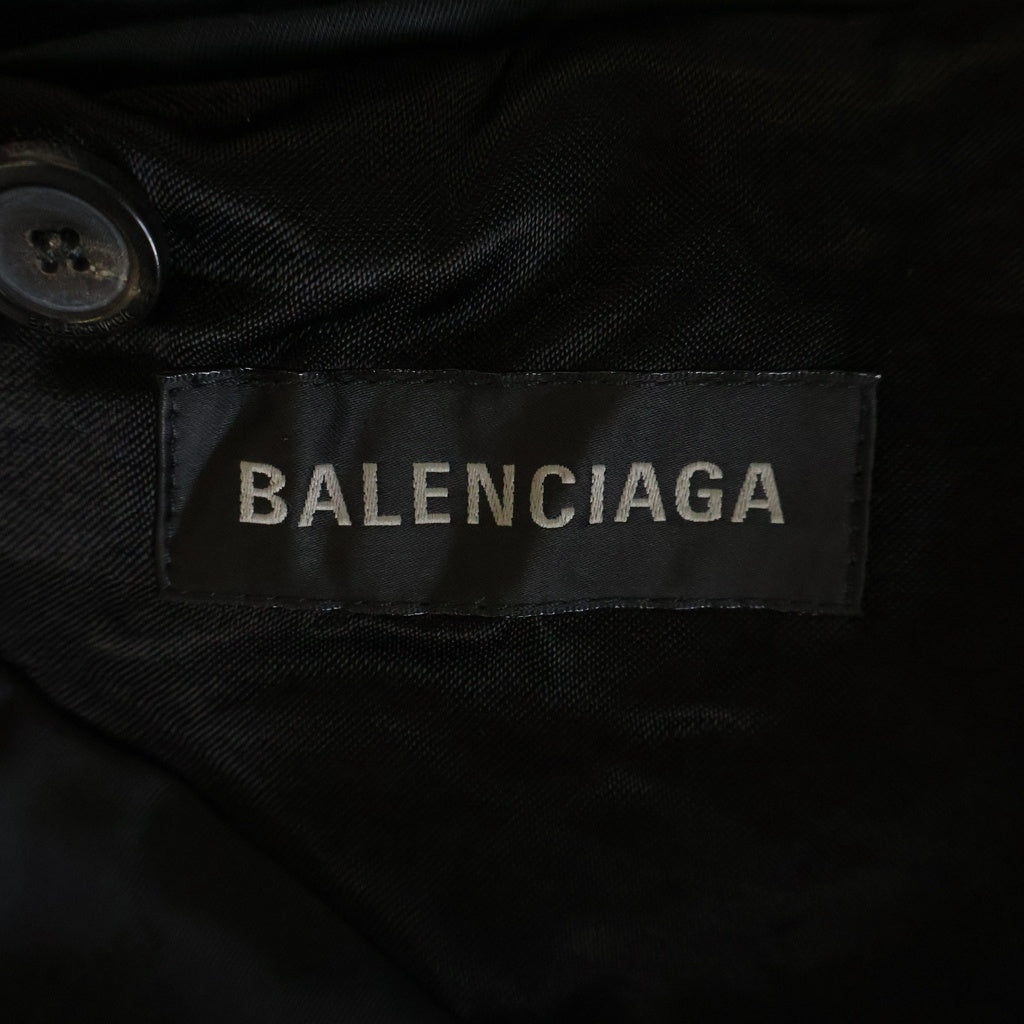 BALENCIAGA(バレンシアガ) シワ加工 アームラバーロゴ テーラードジャケット ブラック 674431 TL028
