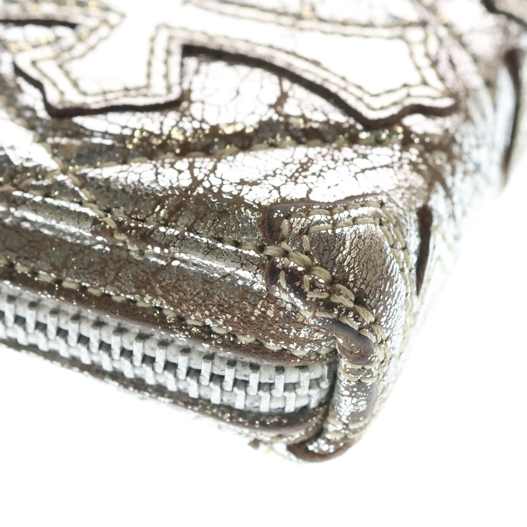 CHROME HEARTS(クロムハーツ) REC F ZIP QUILTED WALLET セメタリークロス キルティング レザーロングウォレット 長財布 シルバー