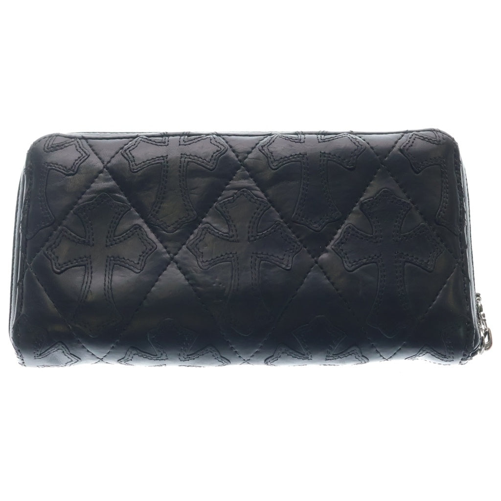 CHROME HEARTS(クロムハーツ) REC F ZIP QUILTED WALLET セメタリークロス キルティング レザーロングウォレット 長財布 ブラック