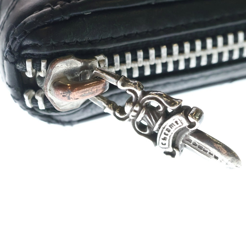 CHROME HEARTS(クロムハーツ) REC F ZIP QUILTED WALLET セメタリークロス キルティング レザーロングウォレット 長財布 ブラック