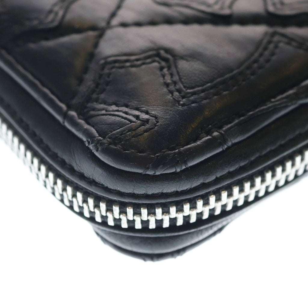 CHROME HEARTS(クロムハーツ) REC F ZIP QUILTED WALLET セメタリークロス キルティング レザーロングウォレット 長財布 ブラック