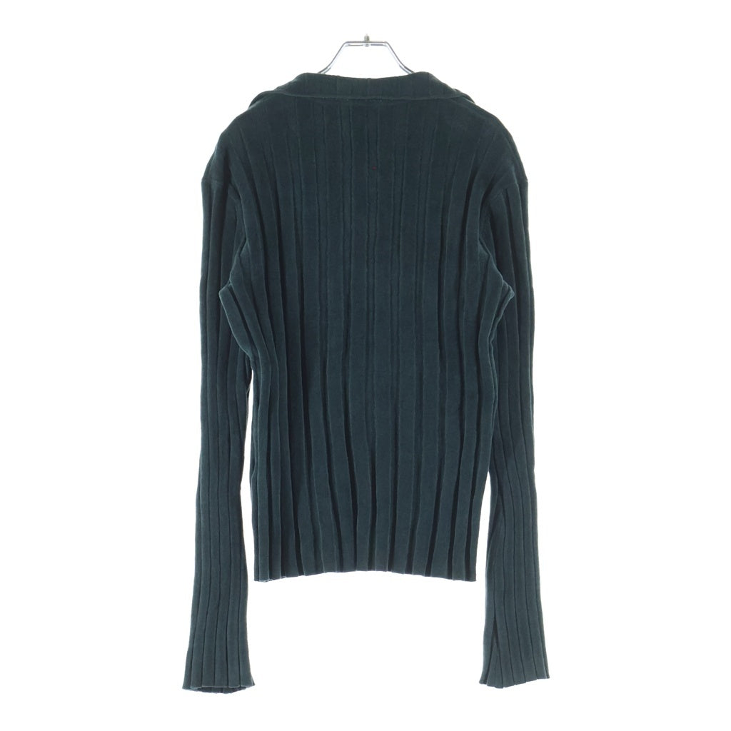 Acne Studios(アクネ ストゥディオズ) Polo in Velluto ポロトップ Vネック リブニット グリーン FN-MN-KNIT-0000338
