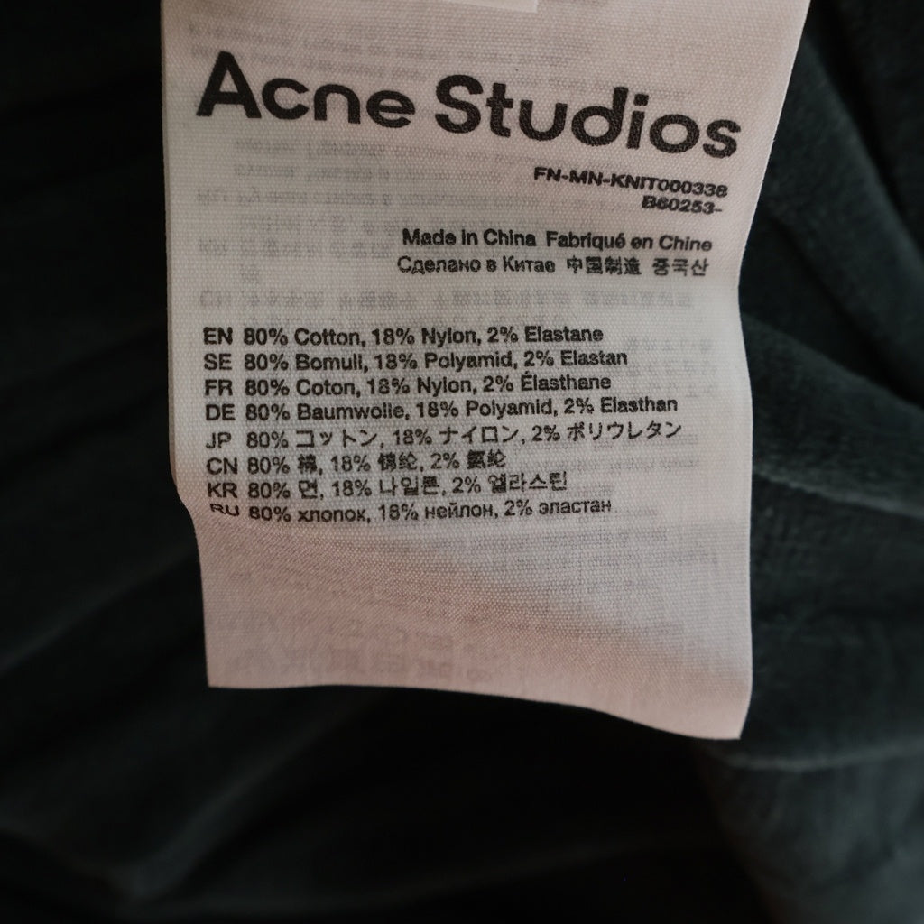 Acne Studios(アクネ ストゥディオズ) Polo in Velluto ポロトップ Vネック リブニット グリーン FN-MN-KNIT-0000338