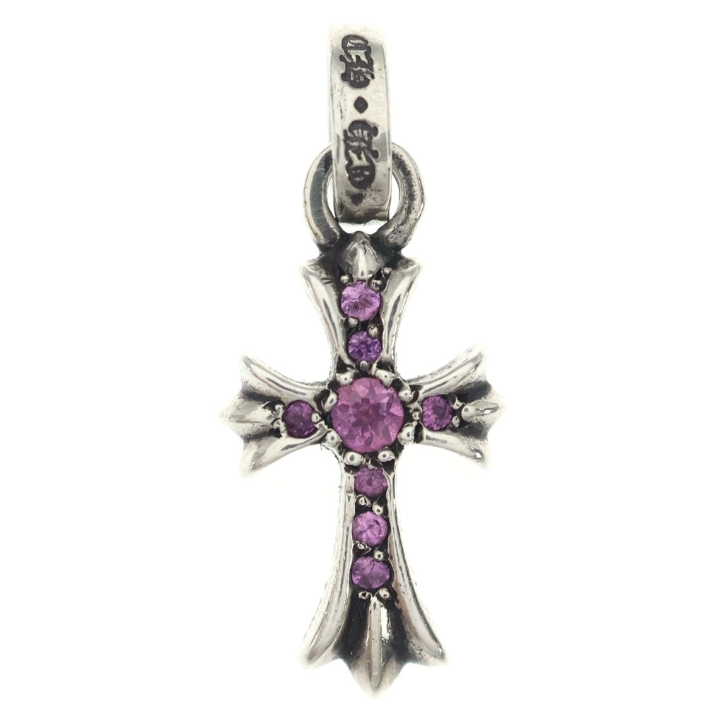 CHROME HEARTS(クロムハーツ) CRS BBYFAT P SAP ベイビーファットクロス PAVE ピンクサファイア ペンダントトップ シルバー BCA236