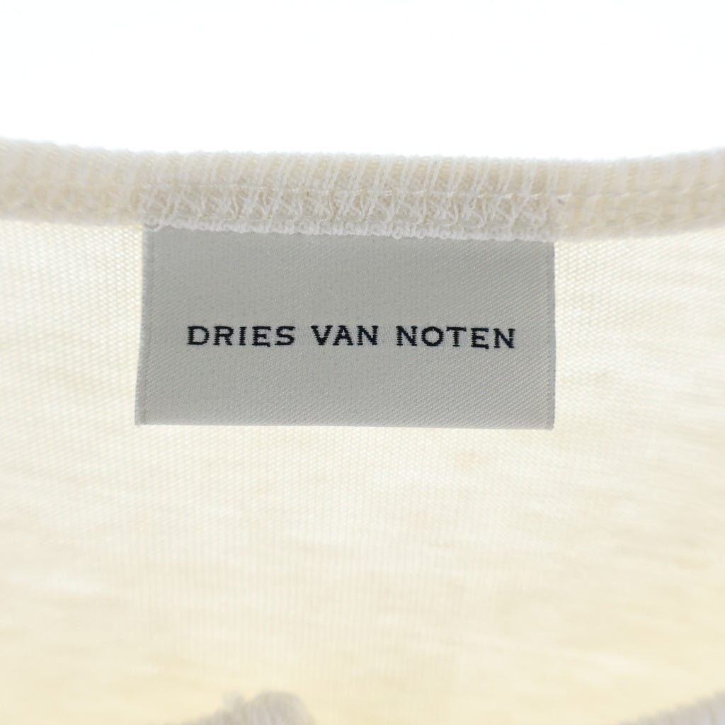DRIES VAN NOTEN(ドリスヴァンノッテン) Pointelle Jacquard Tank T-Shirt ポインテール ジャカード ロングスリーブカットソー 長袖Tシャツ ホワイト 261-021121-3136-008