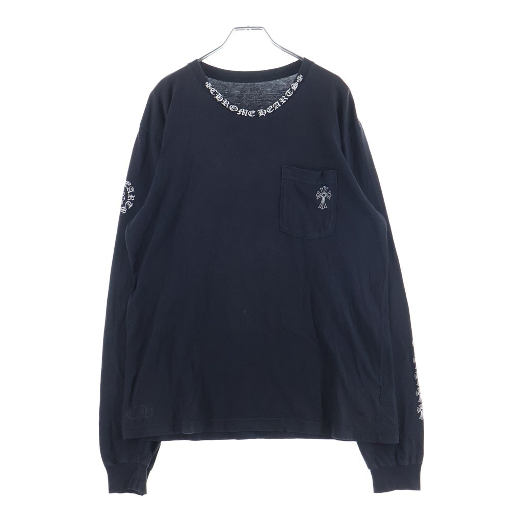 CHROME HEARTS(クロムハーツ) Neck Logo Cross Sleeve L/S Tee ネックロゴ クロススリーブ ロングスリーブTシャツ バッククロスプリント ブラック
