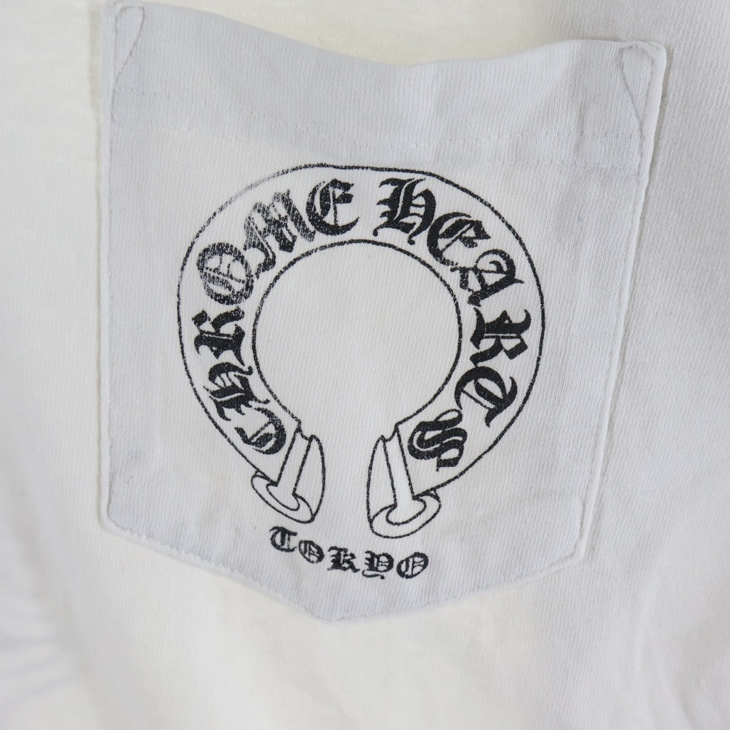 CHROME HEARTS(クロムハーツ) OLD CH T-SHIRT TOKYO FUCK YOU 東京限定 ヘアリークロス ホースシュープリント半袖Tシャツ ホワイト