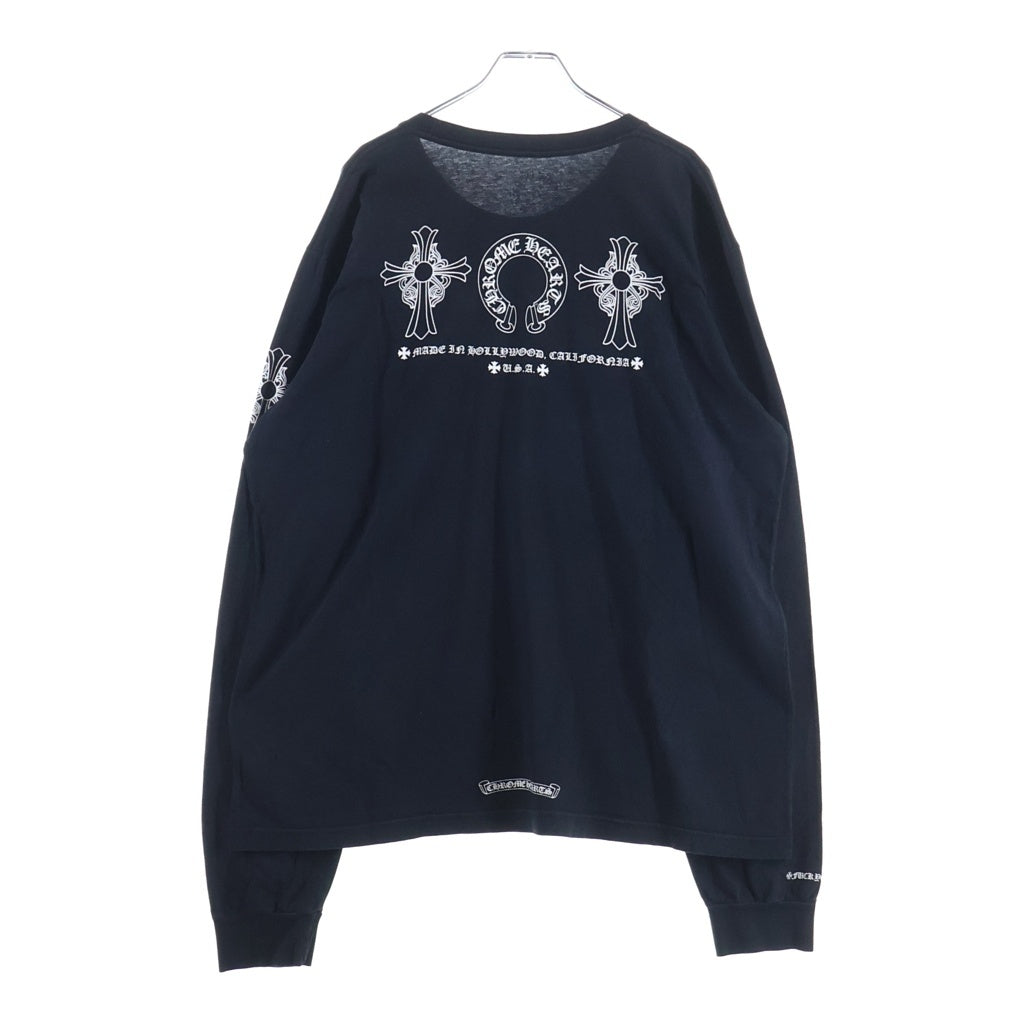 CHROME HEARTS(クロムハーツ) Made in Hollywood Multi Logo L/S Tee CHクロス プリント ロングスリーブ 長袖Tシャツ ブラック