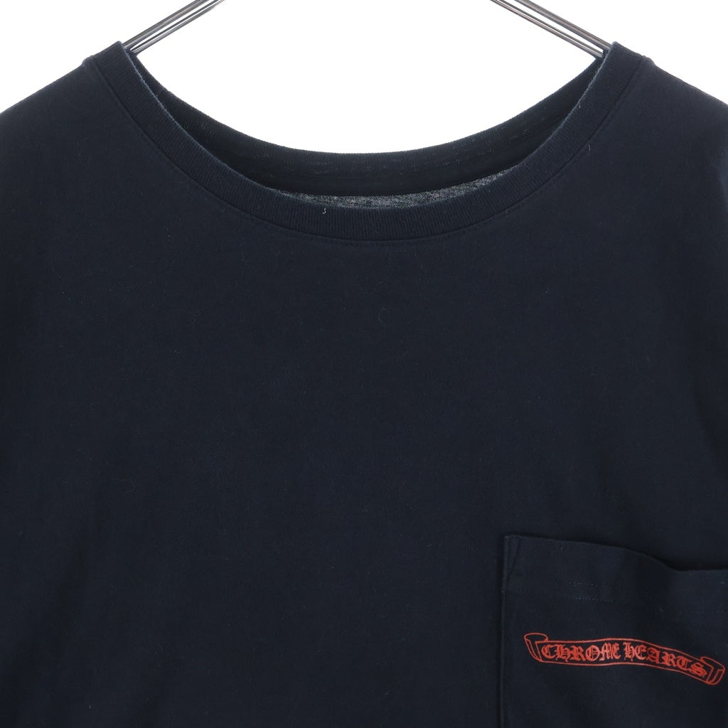 CHROME HEARTS(クロムハーツ) HORSESHOE S/S TEE バックホースシュープリント ポケット付き半袖Tシャツ クルーネックカットソー ブラック