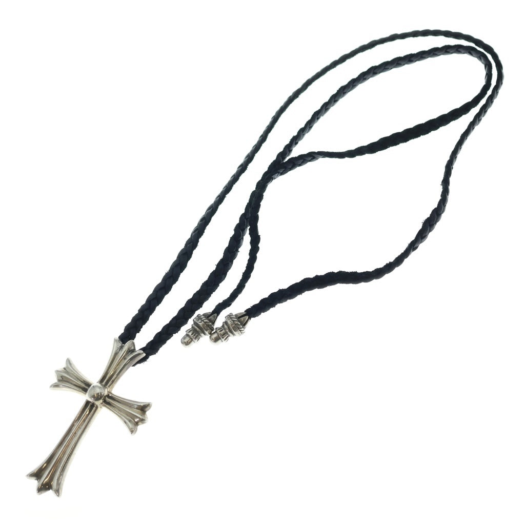 CHROME HEARTS(クロムハーツ) CH CRS LG BC ラージCHクロスペンダント Wボロチップ レザーブレイドネックレス シルバー BCA214