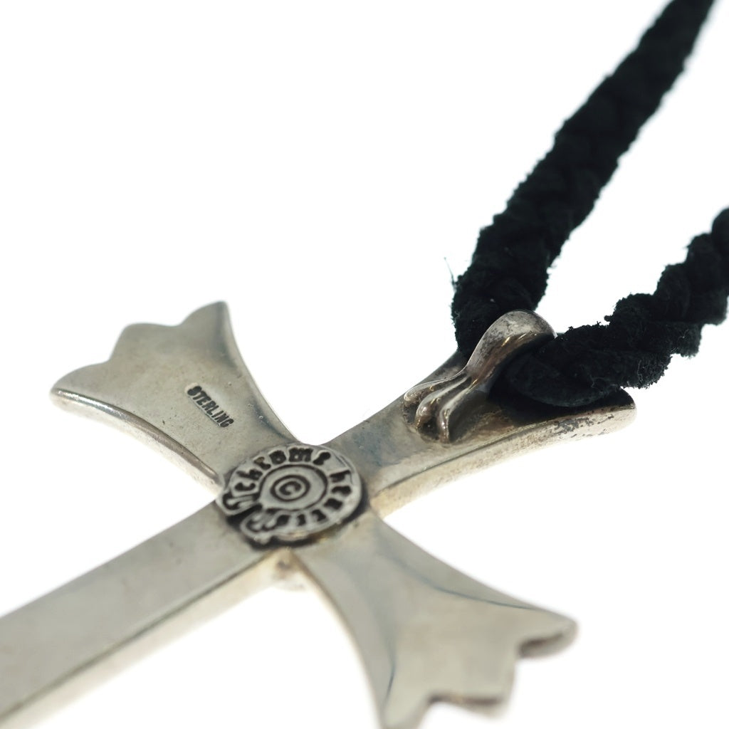 CHROME HEARTS(クロムハーツ) CH CRS LG BC ラージCHクロスペンダント Wボロチップ レザーブレイドネックレス シルバー BCA214