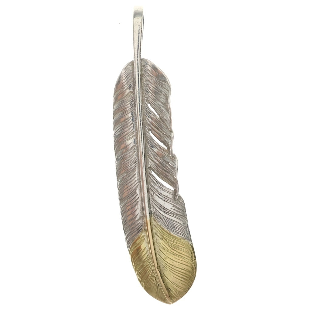 goro's(ゴローズ) 【現行】先金特大フェザー 左向き ペンダントトップ シルバー/ゴールド BGA009