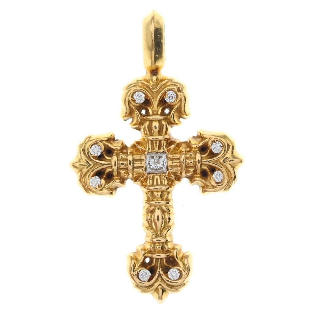 CHROME HEARTS(クロムハーツ) 22K FILIGREE TINY P/DIA タイニーフィリグリークロス PAVEダイヤ ペンダントトップ ゴールド BCA045