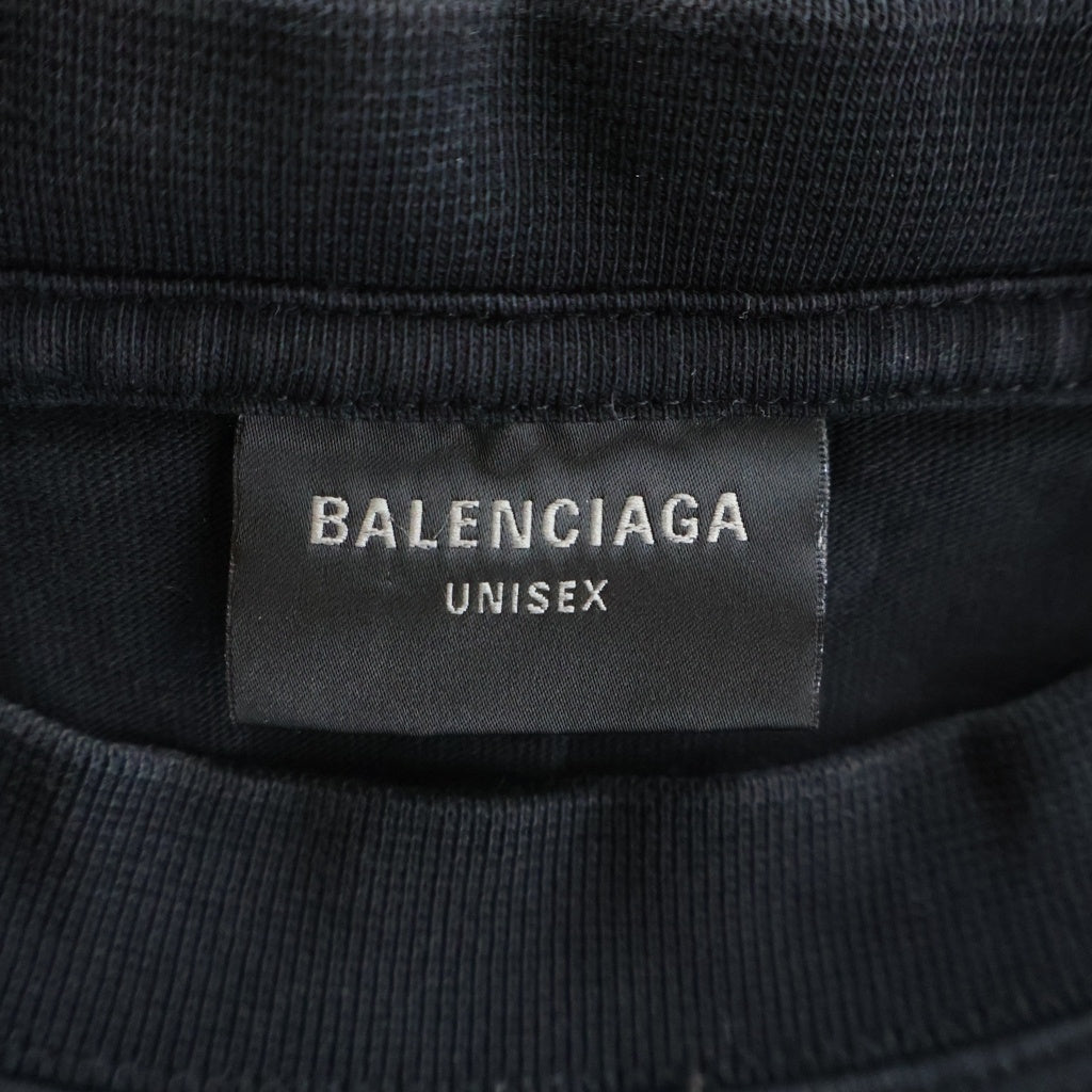 BALENCIAGA(バレンシアガ) デストロイ ロゴプリント ダメージ加工 オーバーサイズ 半袖 クルーネック Tシャツ 651795 TNVl1
