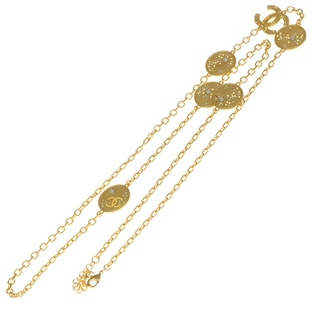 CHANEL(シャネル) ココマーク B24K ラインストーン チェーン ロングネックレス ゴールド