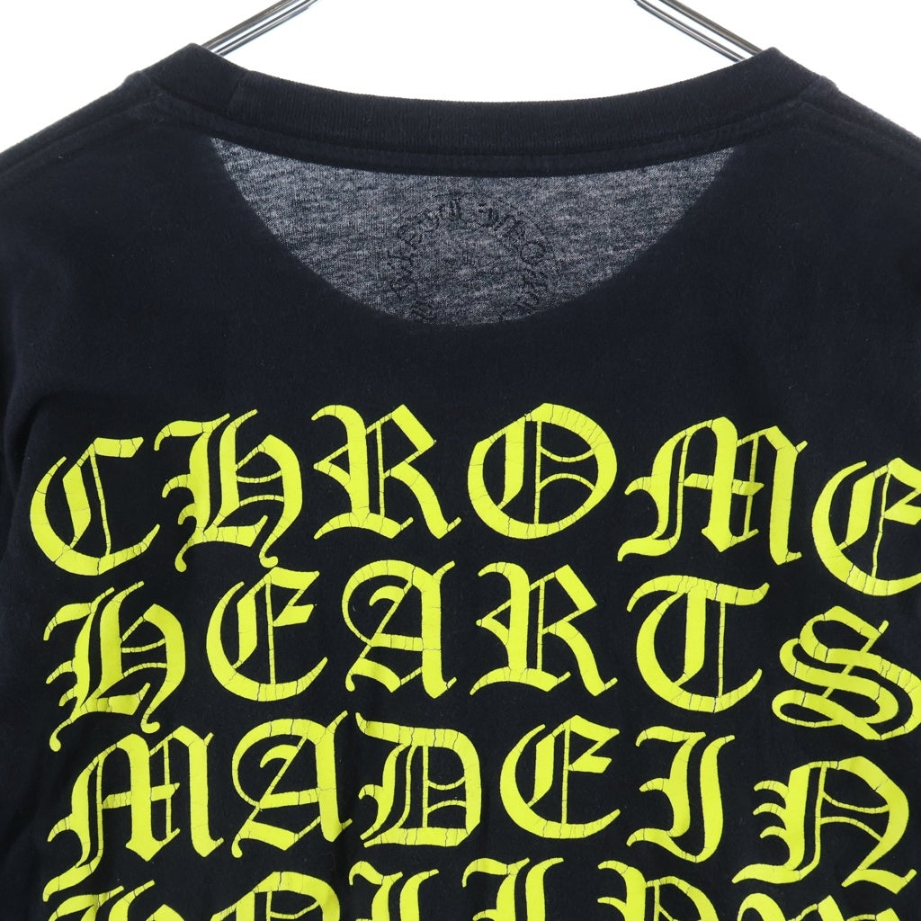 CHROME HEARTS(クロムハーツ) オールドイングリッシュ 袖フローラル 長袖 クルーネック カットソー ブラック/イエロー
