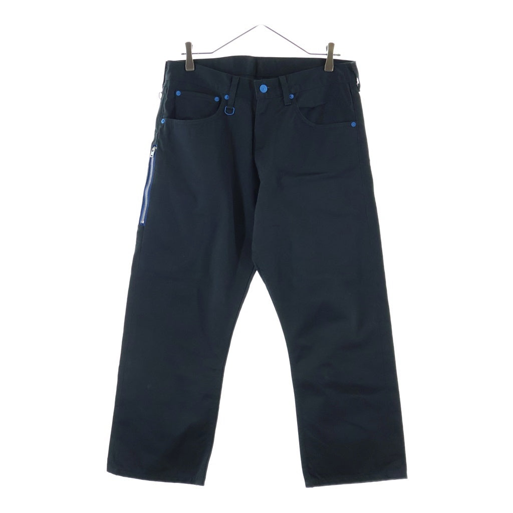 Levi's Fenom(リーバイス フェノム) × Fragment Design サイドジップ付 コットン ストレートパンツ ブラック FMSHT-0007