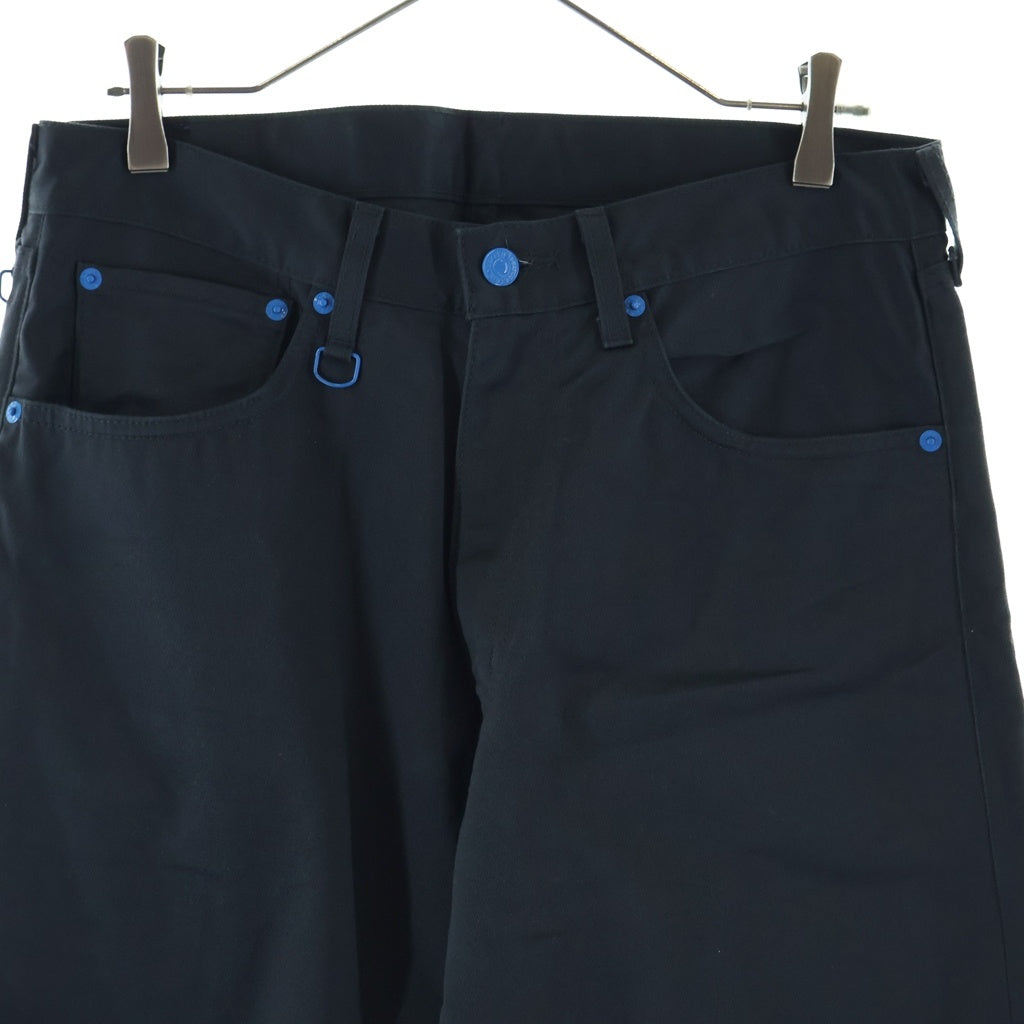 Levi's Fenom(リーバイス フェノム) × Fragment Design サイドジップ付 コットン ストレートパンツ ブラック FMSHT-0007